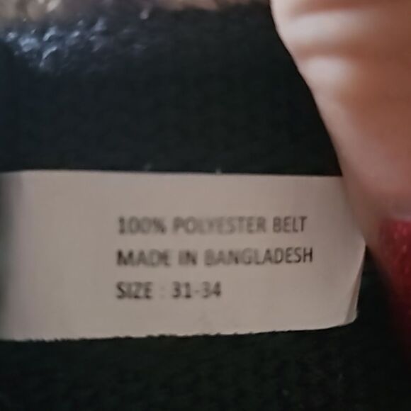 Men’s Black Belt with Turquoise Stripes  Waist Size 32–34  43” Total Length - Picture 3 of 3